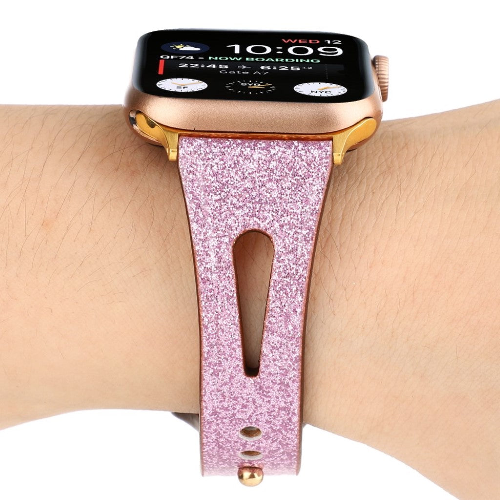Rigtigt hårdfør Apple Watch Series 4 44mm Ægte læder Rem - Pink#serie_1