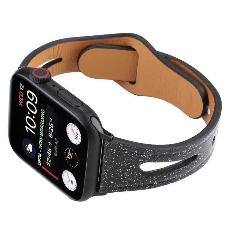 Rigtigt hårdfør Apple Watch Series 4 44mm Ægte læder Rem - Sort#serie_2