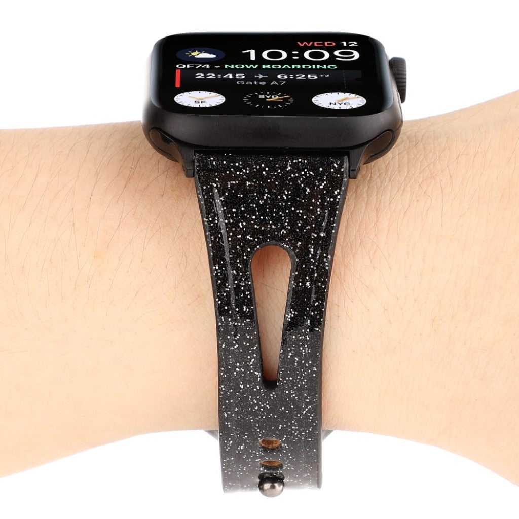 Rigtigt hårdfør Apple Watch Series 4 44mm Ægte læder Rem - Sort#serie_2