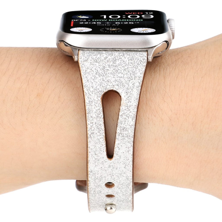 Rigtigt hårdfør Apple Watch Series 4 44mm Ægte læder Rem - Sølv#serie_4