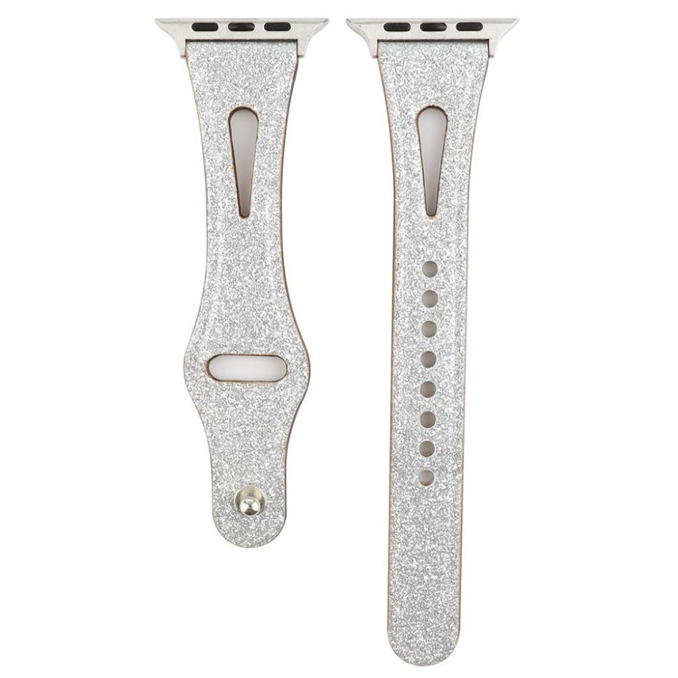 Rigtigt hårdfør Apple Watch Series 4 44mm Ægte læder Rem - Sølv#serie_4