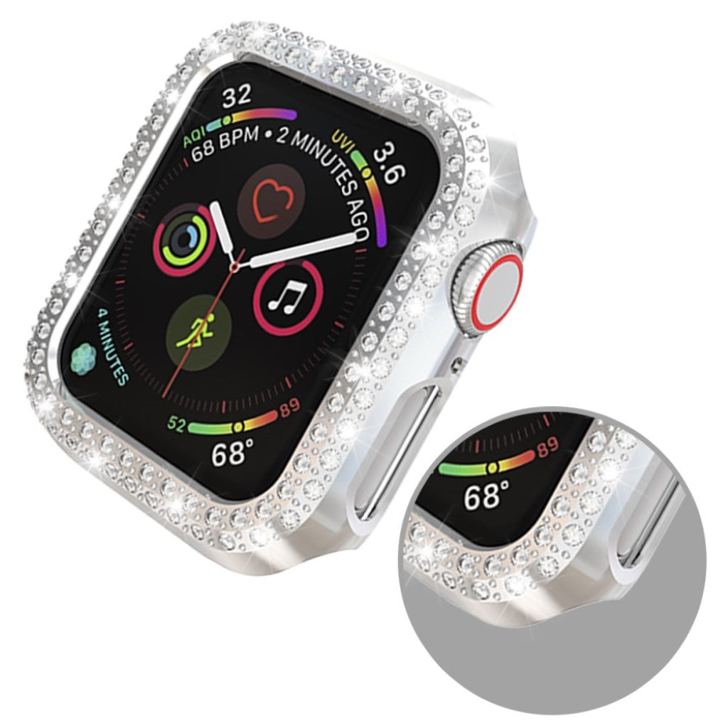 Vildt Godt Apple Watch Series 4 44mm Plastik og Rhinsten Cover - Sølv#serie_2