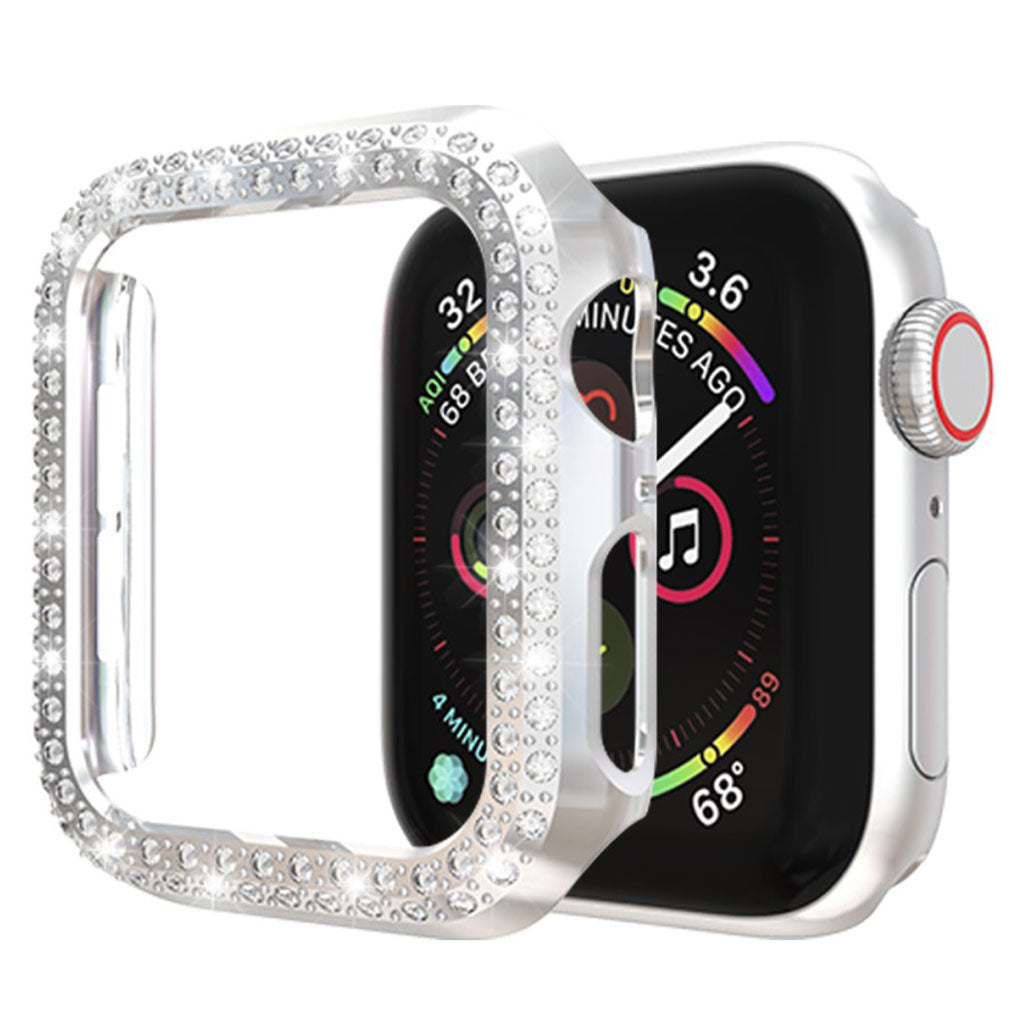 Vildt Godt Apple Watch Series 4 44mm Plastik og Rhinsten Cover - Sølv#serie_2