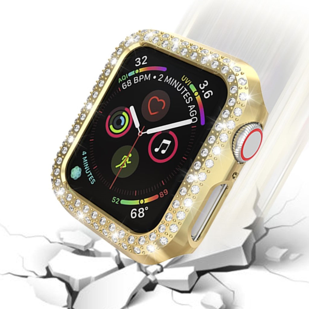 Vildt Godt Apple Watch Series 4 44mm Plastik og Rhinsten Cover - Guld#serie_5
