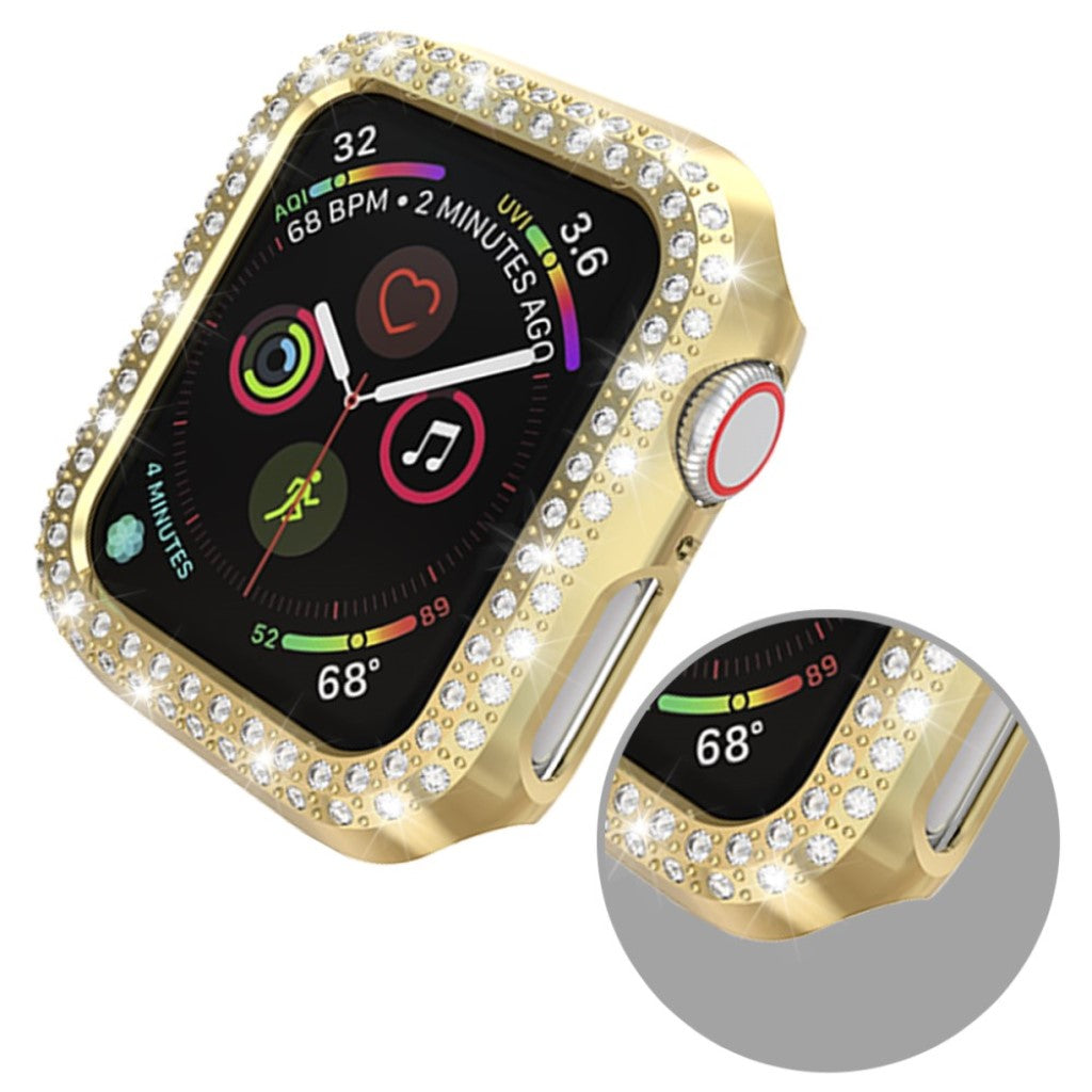 Vildt Godt Apple Watch Series 4 44mm Plastik og Rhinsten Cover - Guld#serie_5