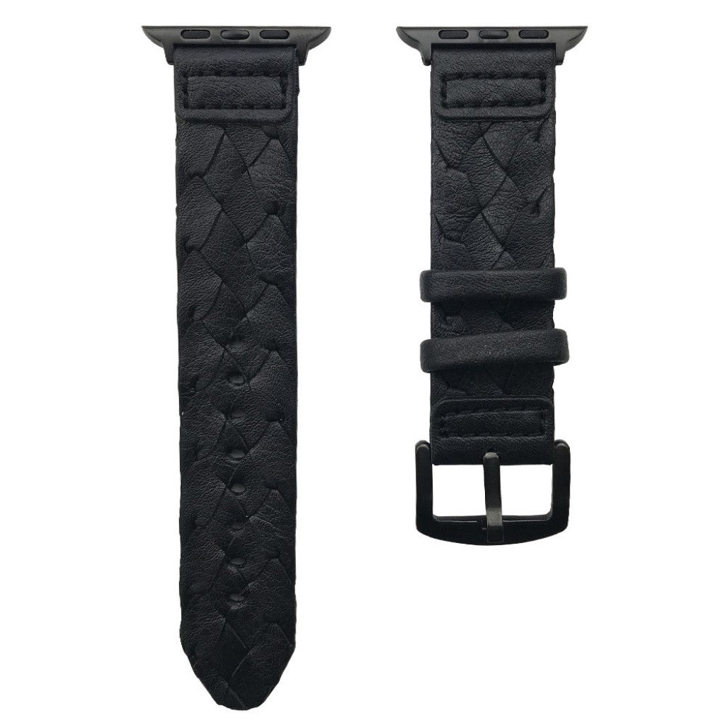 Rigtigt flot Apple Watch Series 5 40mm Ægte læder Rem - Sort#serie_2