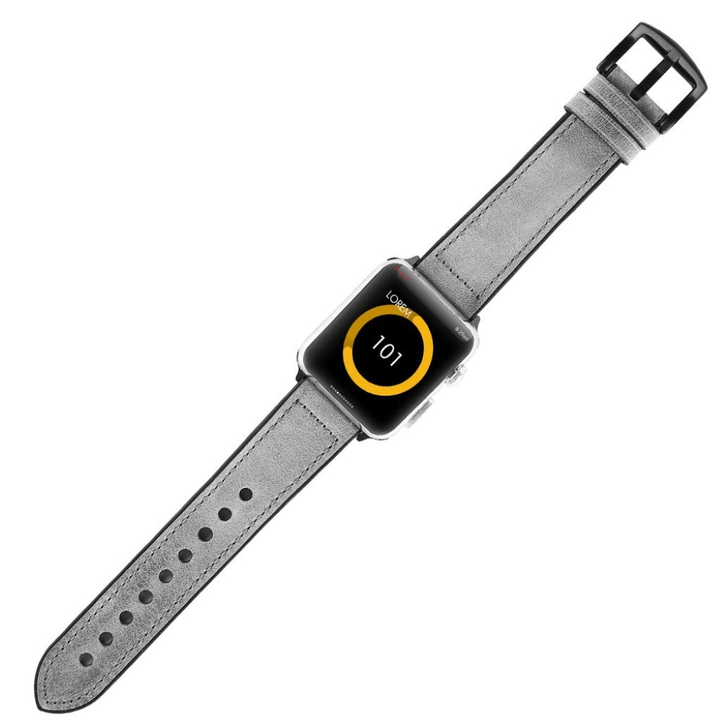 Cool Apple Watch Series 5 40mm Ægte læder og Silikone Rem - Sølv#serie_1