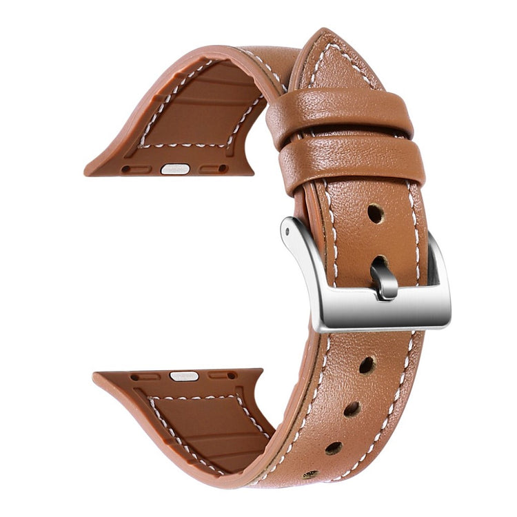 Flot Apple Watch Series 5 40mm Ægte læder og Silikone Rem - Brun#serie_4