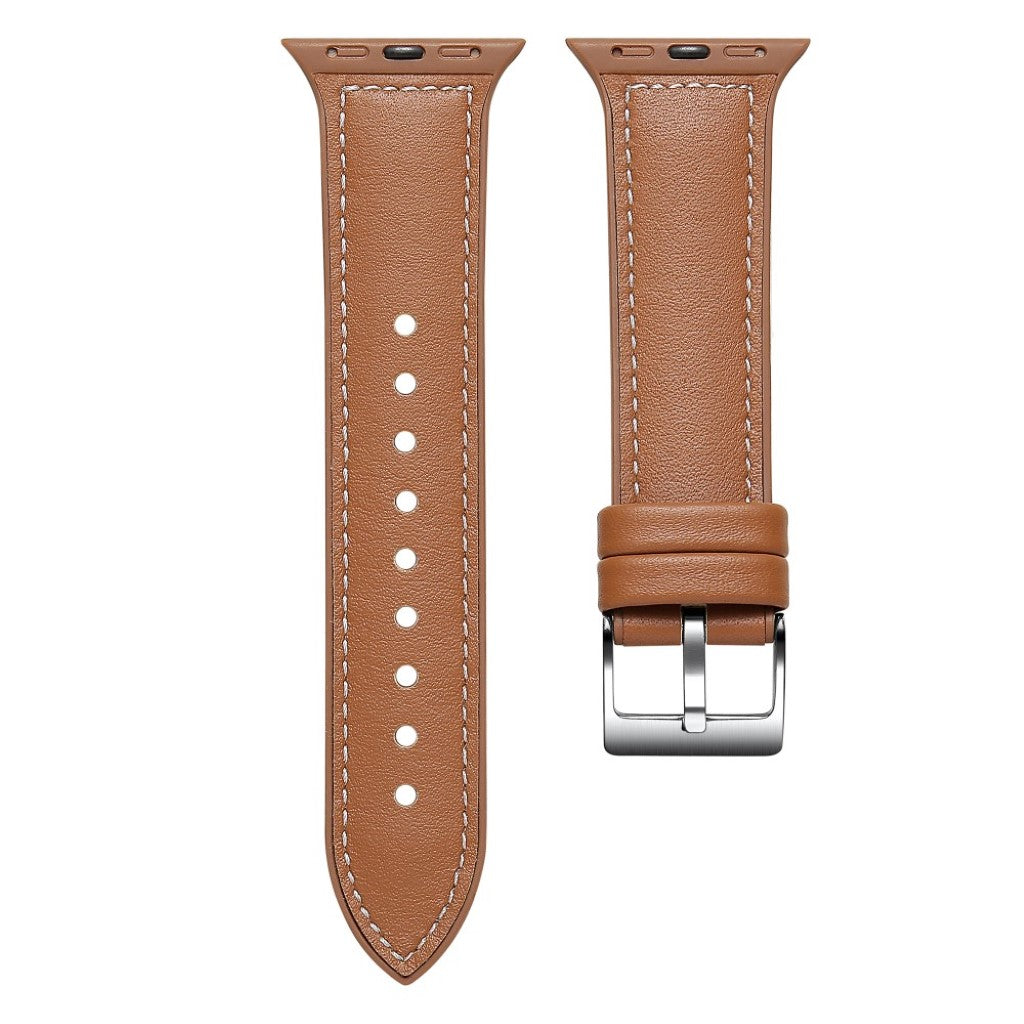 Flot Apple Watch Series 5 40mm Ægte læder og Silikone Rem - Brun#serie_4