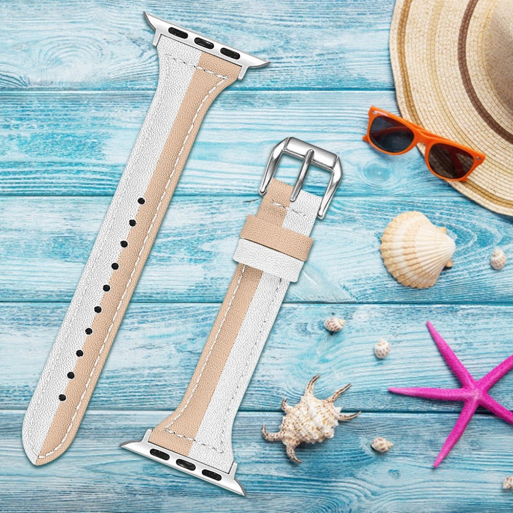 Holdbart Apple Watch Series 5 40mm Ægte læder Rem - Flerfarvet#serie_3
