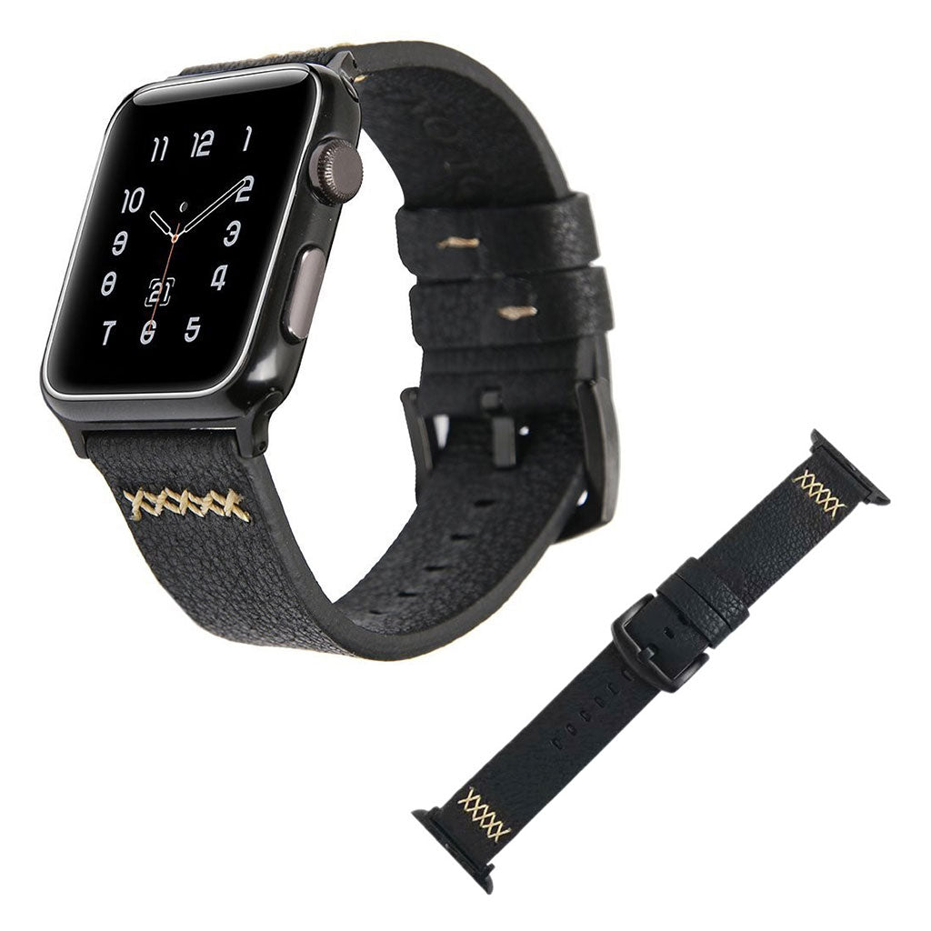 Meget elegant Apple Watch Series 5 40mm Ægte læder Rem - Sort#serie_2