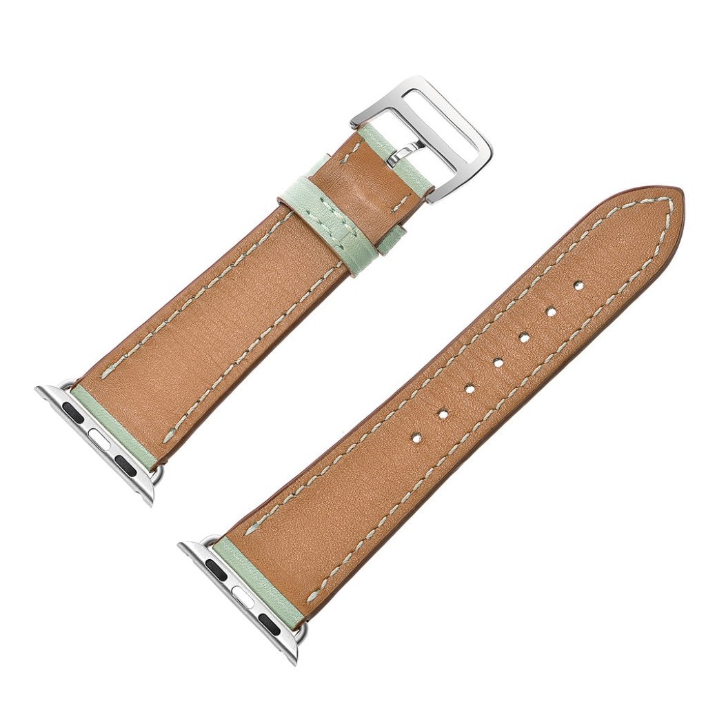 Meget sejt Apple Watch Series 5 40mm Ægte læder Rem - Grøn#serie_2