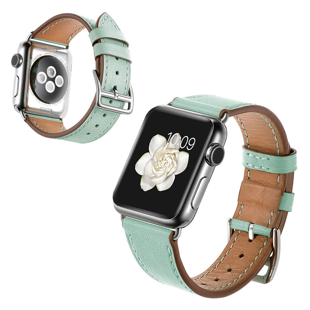 Meget sejt Apple Watch Series 5 40mm Ægte læder Rem - Grøn#serie_2