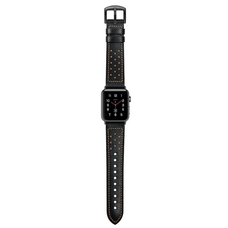  Apple Watch Series 5 40mm / Apple Watch 40mm Ægte læder Rem - Sort#serie_2