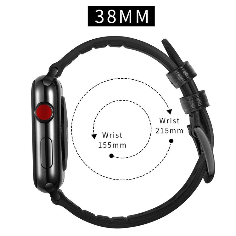  Apple Watch Series 5 40mm / Apple Watch 40mm Ægte læder Rem - Sort#serie_2