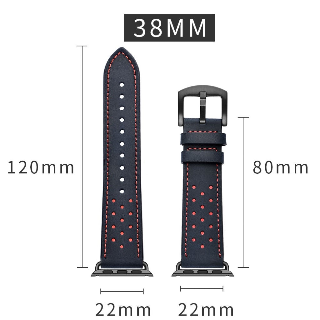  Apple Watch Series 5 40mm / Apple Watch 40mm Ægte læder Rem - Blå#serie_1