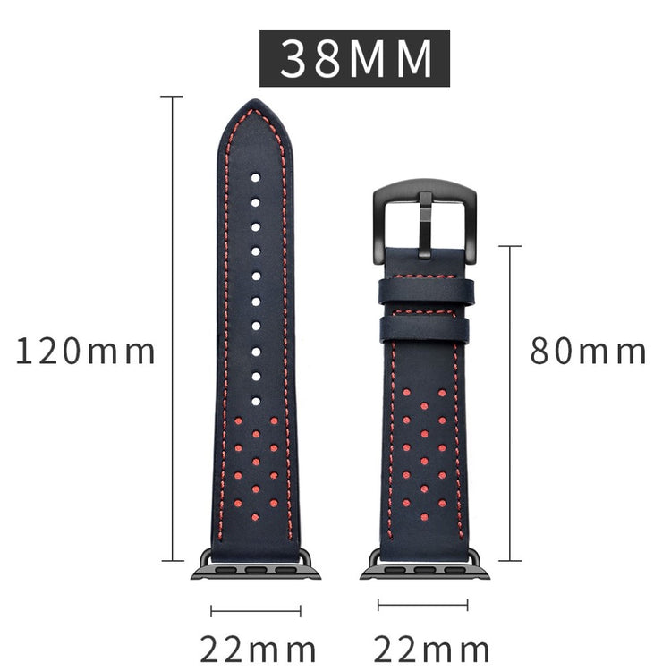  Apple Watch Series 5 40mm / Apple Watch 40mm Ægte læder Rem - Blå#serie_1