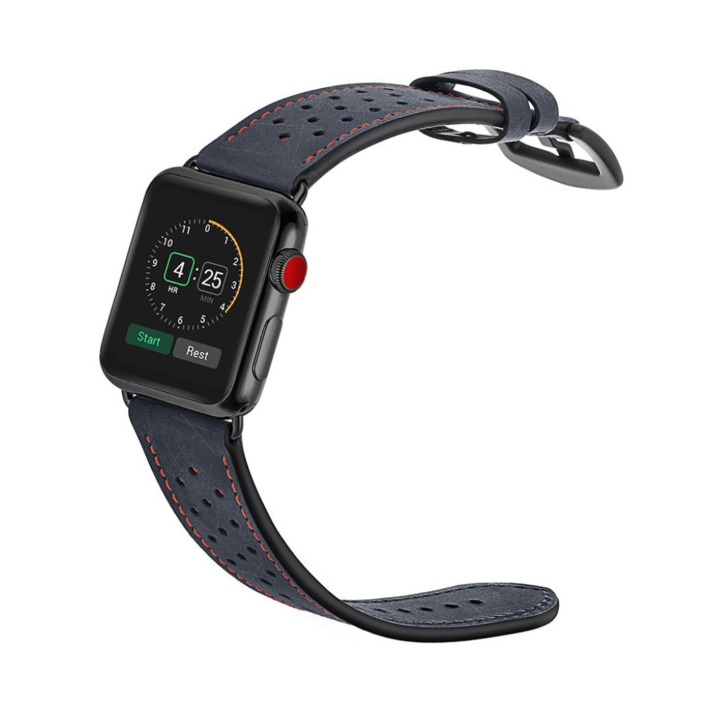  Apple Watch Series 5 40mm / Apple Watch 40mm Ægte læder Rem - Blå#serie_1