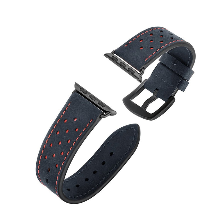  Apple Watch Series 5 40mm / Apple Watch 40mm Ægte læder Rem - Blå#serie_1