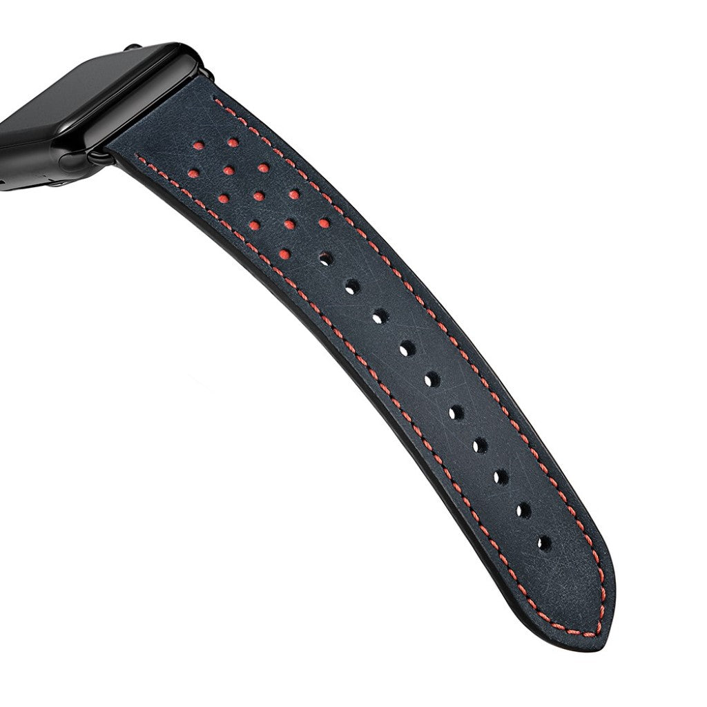  Apple Watch Series 5 40mm / Apple Watch 40mm Ægte læder Rem - Blå#serie_1
