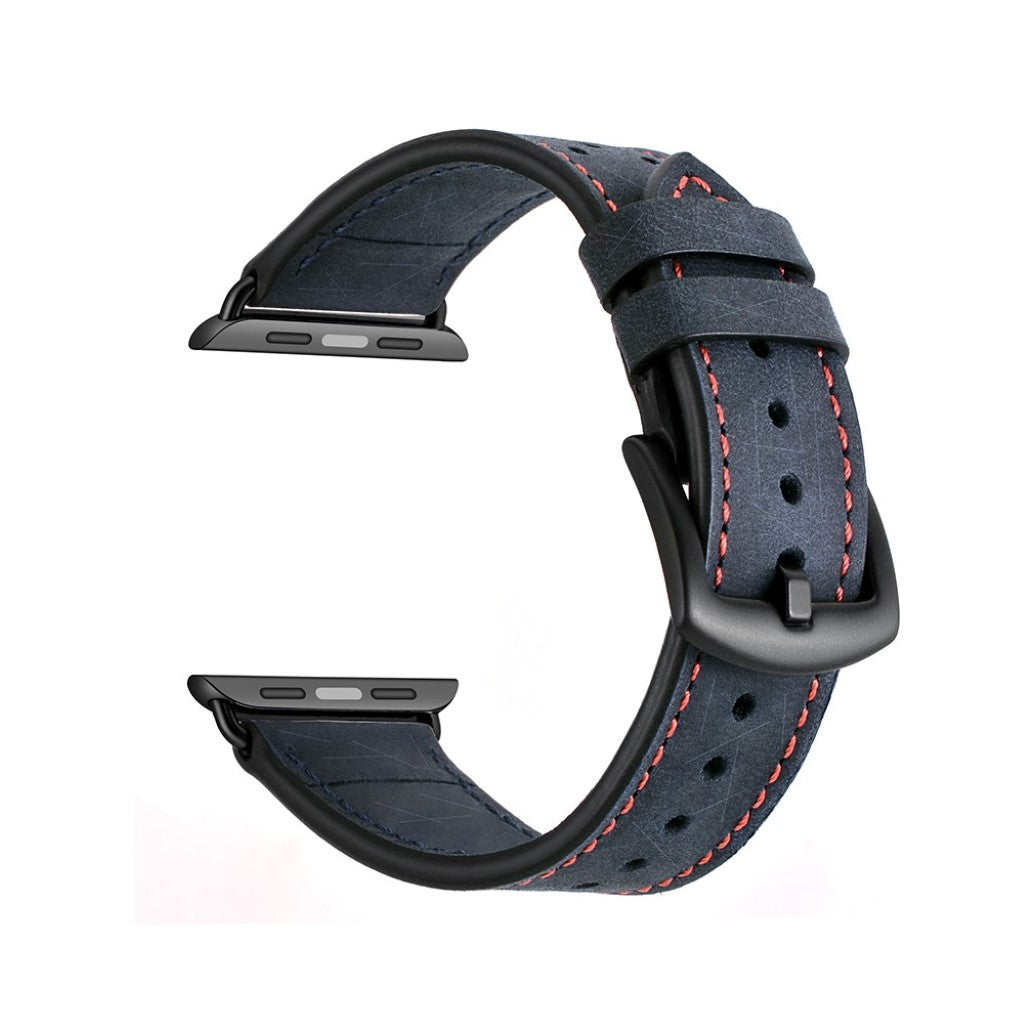  Apple Watch Series 5 40mm / Apple Watch 40mm Ægte læder Rem - Blå#serie_1