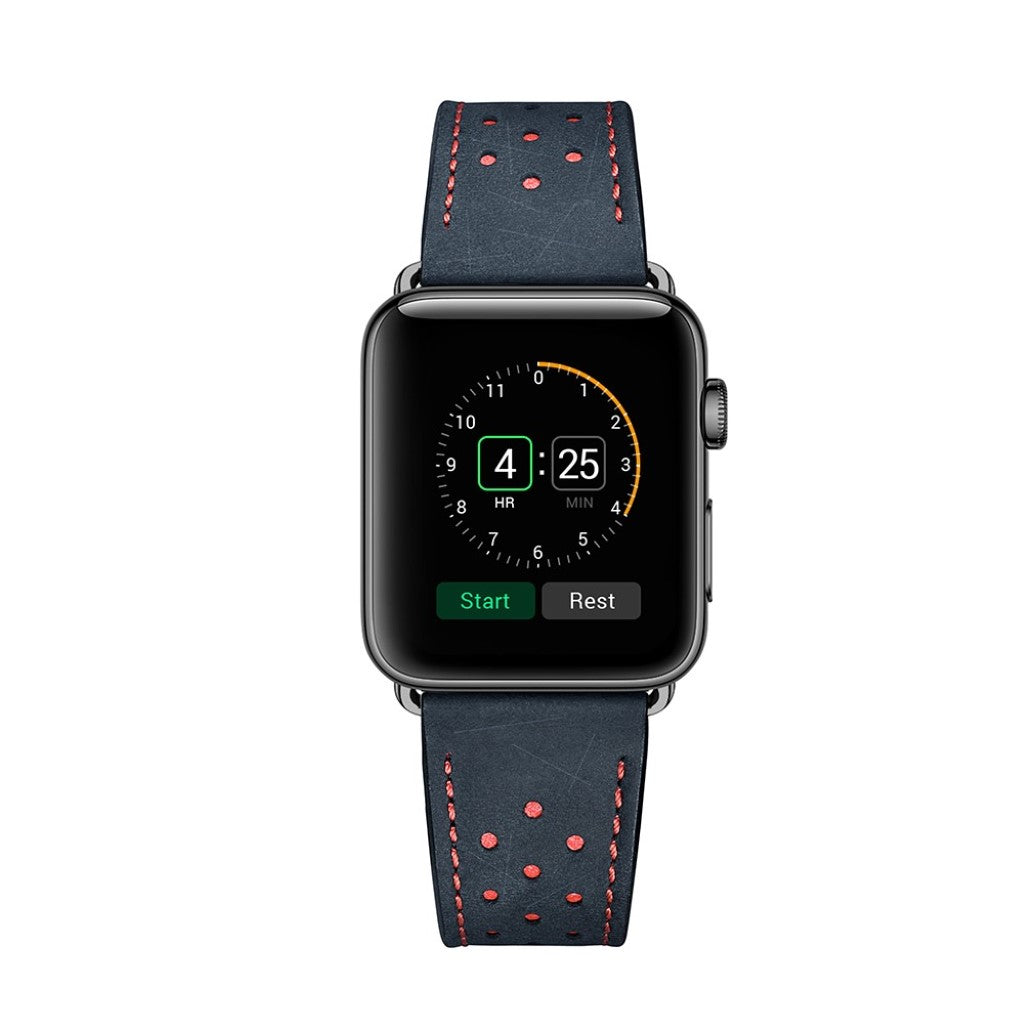  Apple Watch Series 5 40mm / Apple Watch 40mm Ægte læder Rem - Blå#serie_1