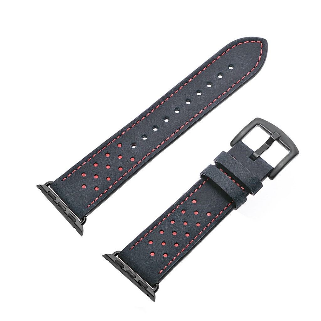  Apple Watch Series 5 40mm / Apple Watch 40mm Ægte læder Rem - Blå#serie_1