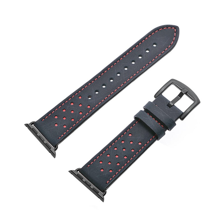  Apple Watch Series 5 40mm / Apple Watch 40mm Ægte læder Rem - Blå#serie_1