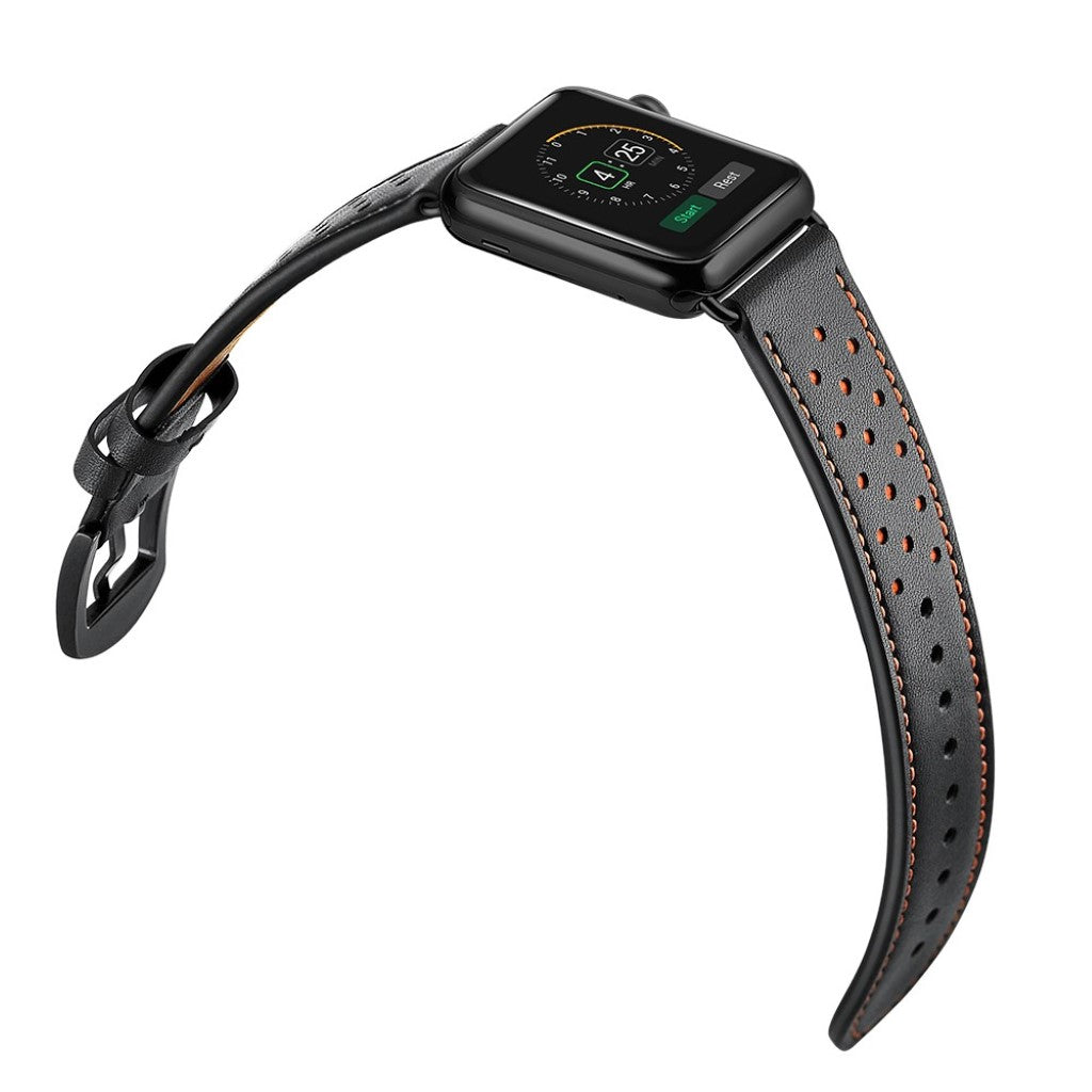  Apple Watch Series 5 40mm / Apple Watch 40mm Ægte læder Rem - Sort#serie_3