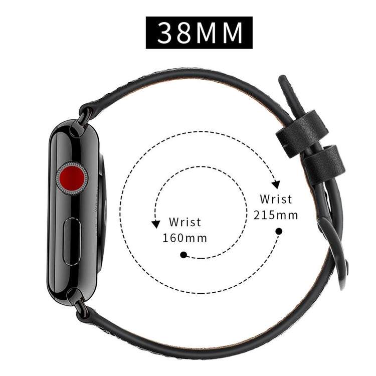 Apple Watch Series 5 40mm / Apple Watch 40mm Ægte læder Rem - Sort#serie_4