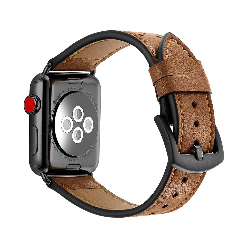  Apple Watch Series 5 40mm / Apple Watch 40mm Ægte læder Rem - Brun#serie_6