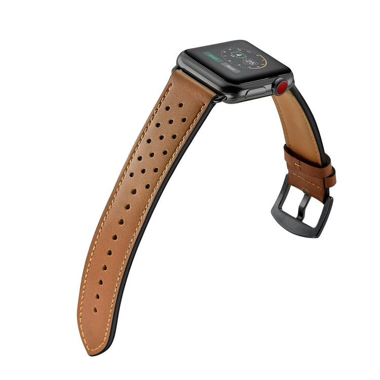  Apple Watch Series 5 40mm / Apple Watch 40mm Ægte læder Rem - Brun#serie_6