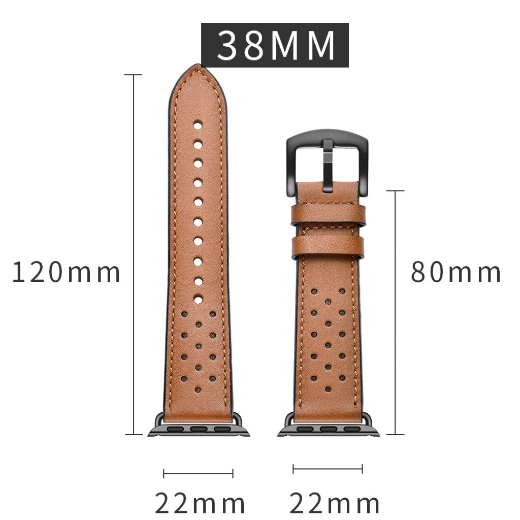  Apple Watch Series 5 40mm / Apple Watch 40mm Ægte læder Rem - Brun#serie_6