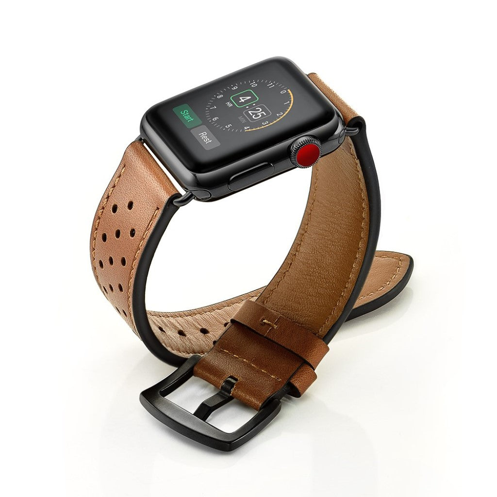  Apple Watch Series 5 40mm / Apple Watch 40mm Ægte læder Rem - Brun#serie_6