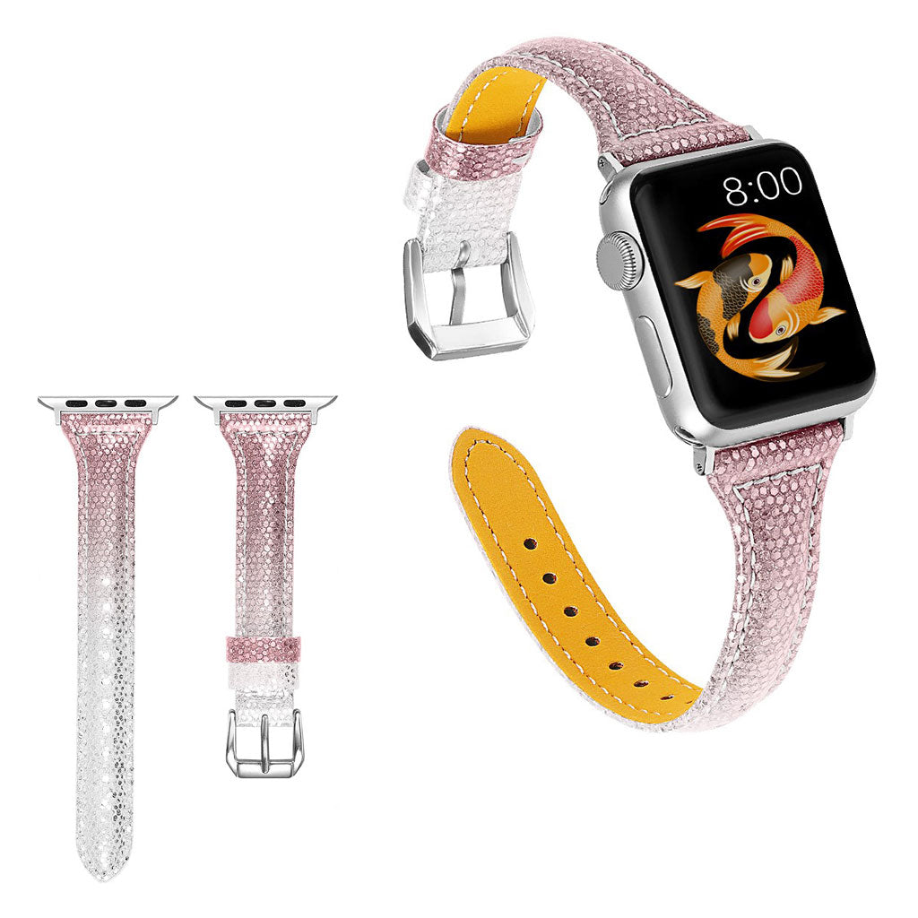  Apple Watch Series 5 40mm / Apple Watch 40mm Ægte læder Rem - Pink#serie_2
