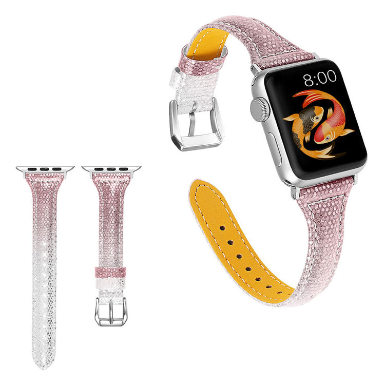 Apple Watch Series 5 40mm / Apple Watch 40mm Ægte læder Rem - Pink#serie_2