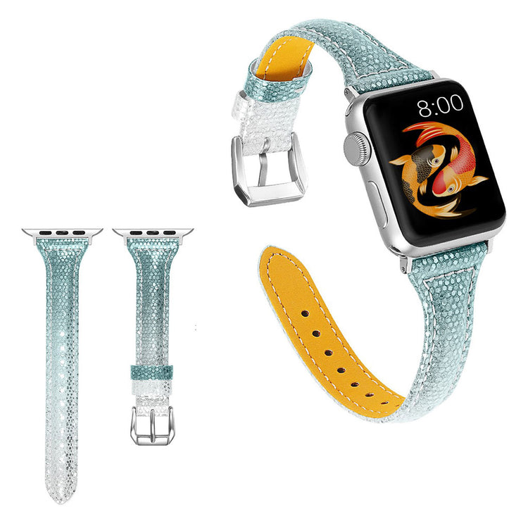  Apple Watch Series 5 40mm / Apple Watch 40mm Ægte læder Rem - Grøn#serie_5