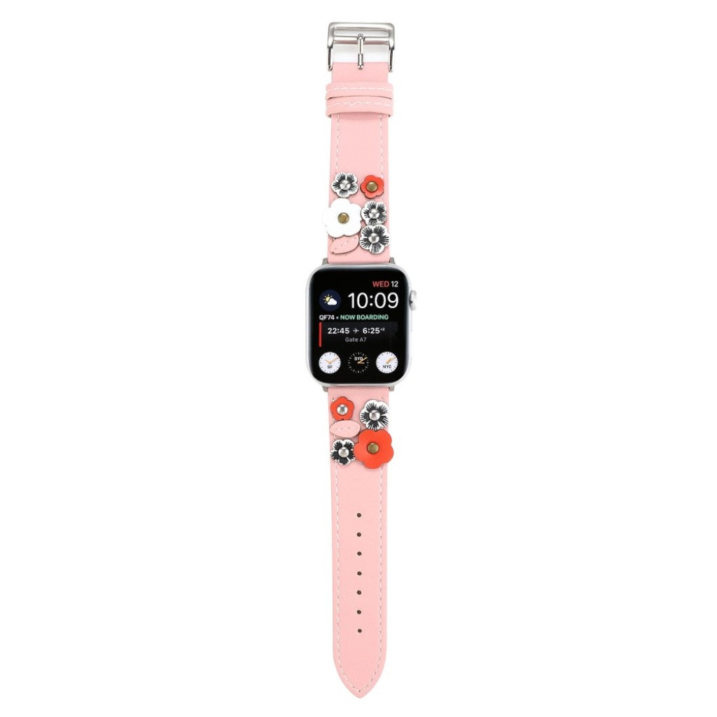  Apple Watch Series 5 40mm / Apple Watch 40mm Ægte læder Rem - Pink#serie_1