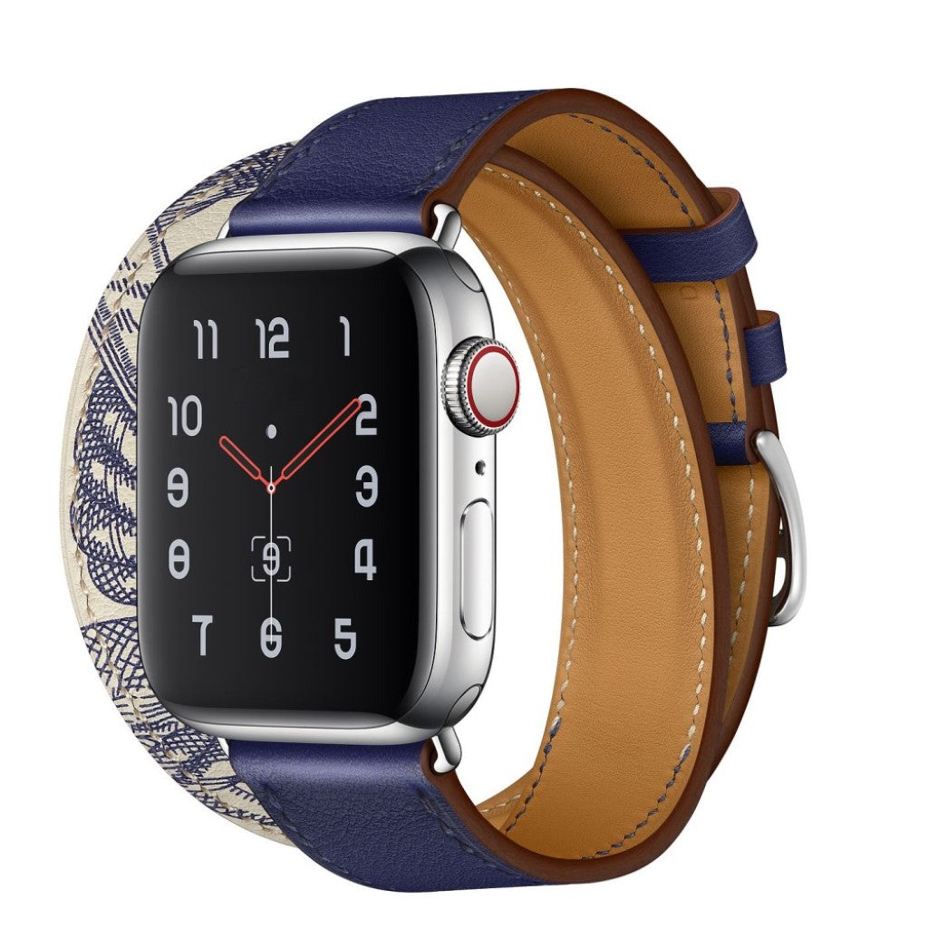  Apple Watch Series 5 40mm / Apple Watch 40mm Ægte læder Rem - Blå#serie_1