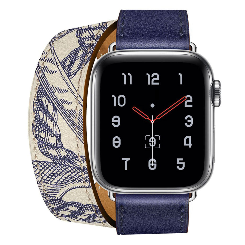  Apple Watch Series 5 40mm / Apple Watch 40mm Ægte læder Rem - Blå#serie_1