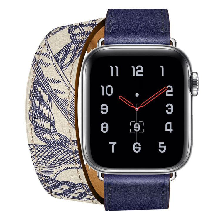  Apple Watch Series 5 40mm / Apple Watch 40mm Ægte læder Rem - Blå#serie_1