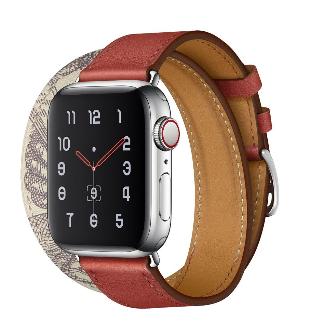  Apple Watch Series 5 40mm / Apple Watch 40mm Ægte læder Rem - Rød#serie_2