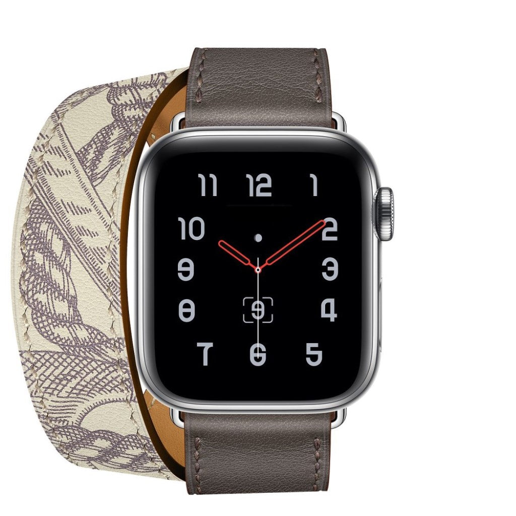  Apple Watch Series 5 40mm / Apple Watch 40mm Ægte læder Rem - Sølv#serie_3