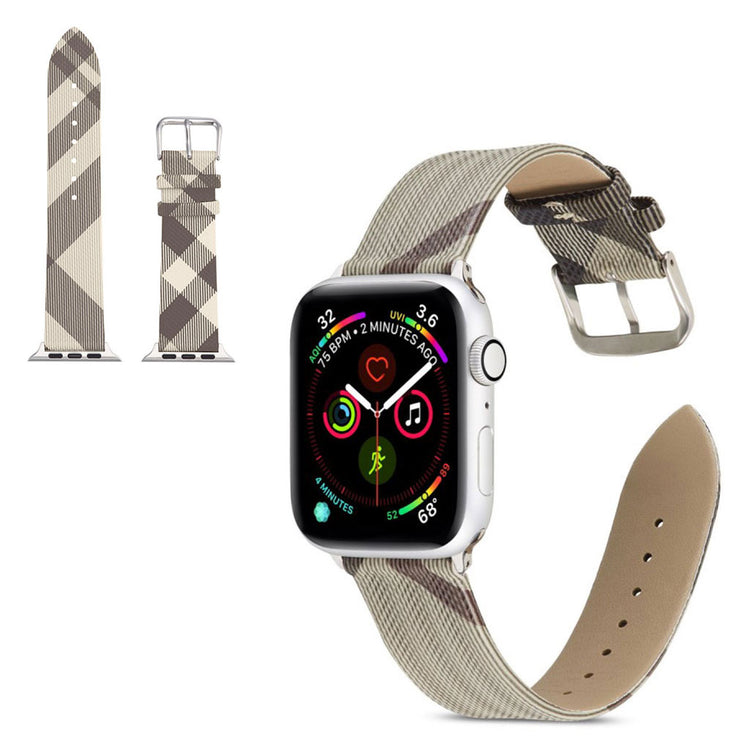  Apple Watch Series 5 40mm / Apple Watch 40mm Ægte læder Rem - Sølv#serie_4