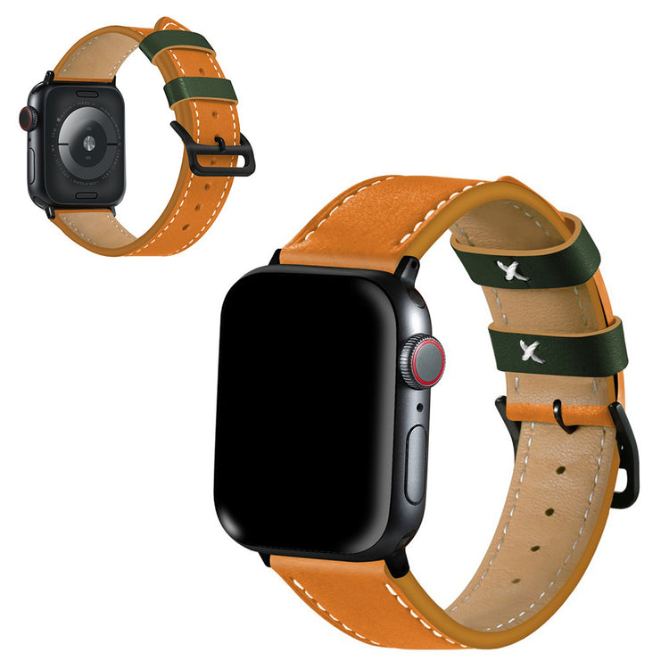  Apple Watch Series 5 40mm / Apple Watch 40mm Ægte læder Rem - Orange#serie_4