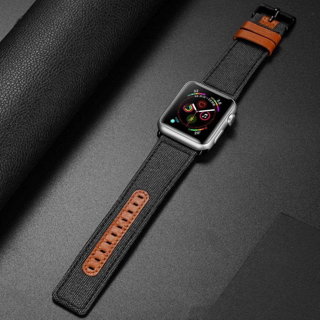 Mega smuk Apple Watch Series 5 44mm Nylon Rem - Sort#serie_1