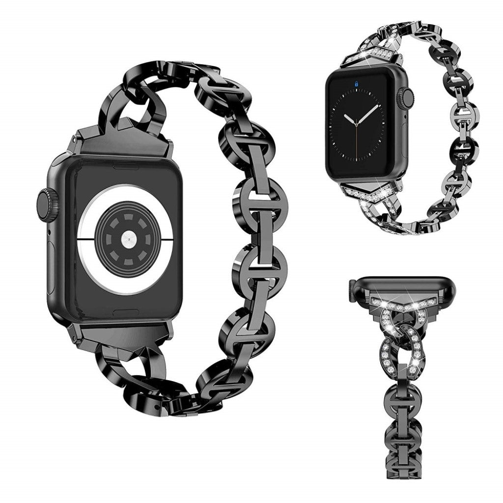 Glimrende Apple Watch Series 5 44mm Metal og Rhinsten Rem - Sort#serie_1