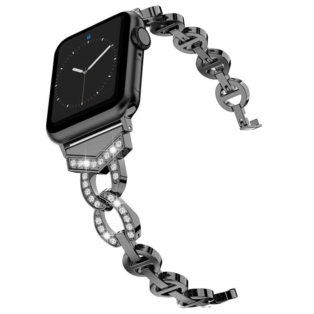 Glimrende Apple Watch Series 5 44mm Metal og Rhinsten Rem - Sort#serie_1
