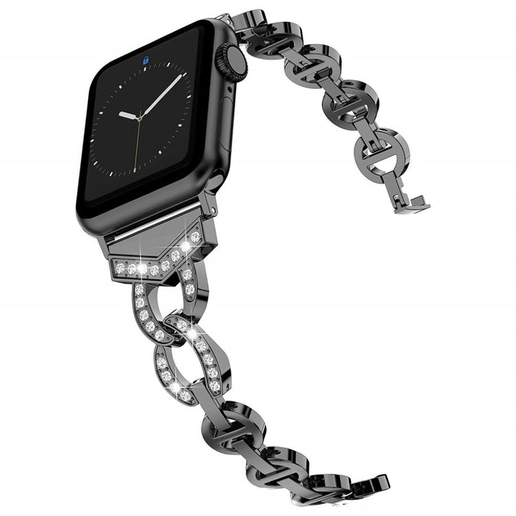 Glimrende Apple Watch Series 5 44mm Metal og Rhinsten Rem - Sort#serie_1
