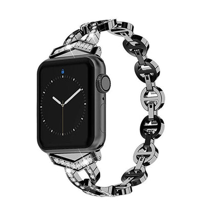 Glimrende Apple Watch Series 5 44mm Metal og Rhinsten Rem - Sort#serie_1